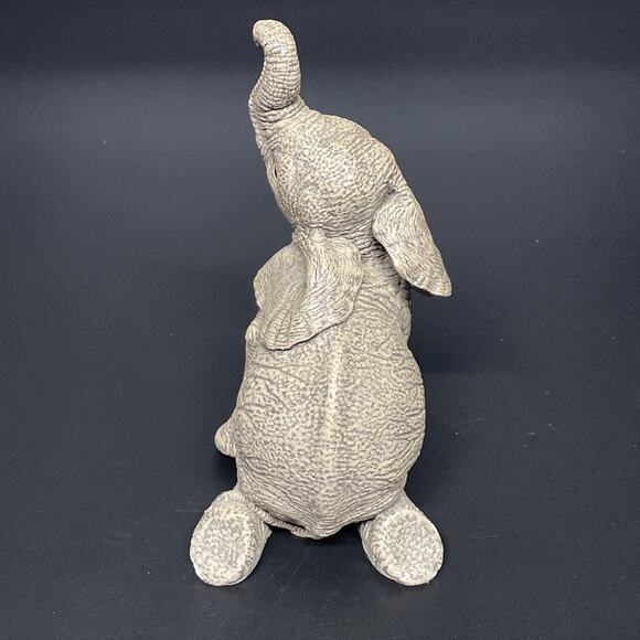 The Herd Elephant Sculpture "Good" Martha Carey Figure #3128 Trunk Up Kneeling - Picture 3 of 8